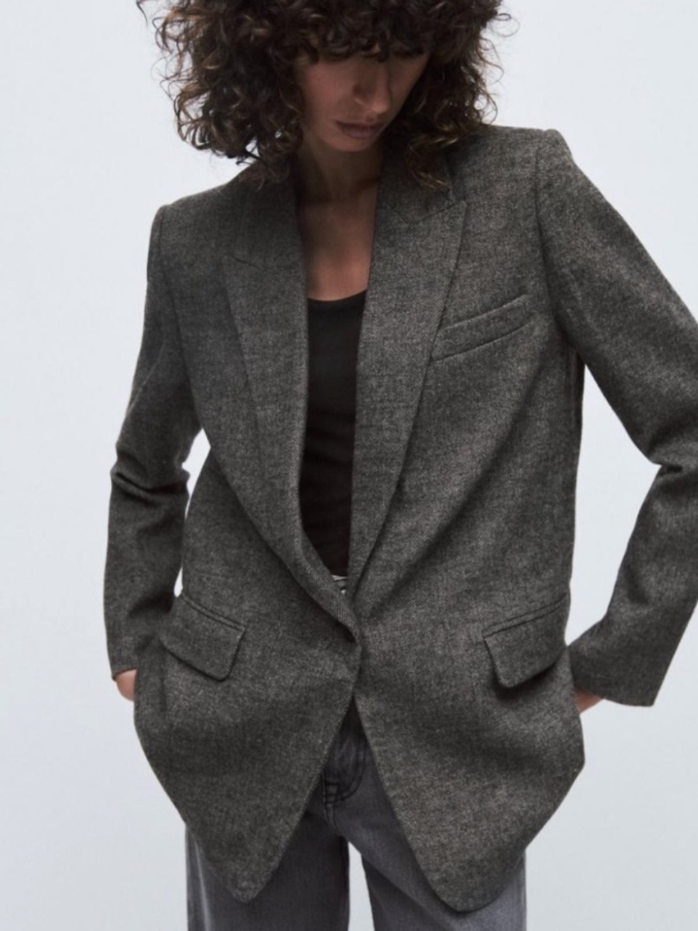 Banana Republic wool/silk blend brown herringbone tweed blazer 8